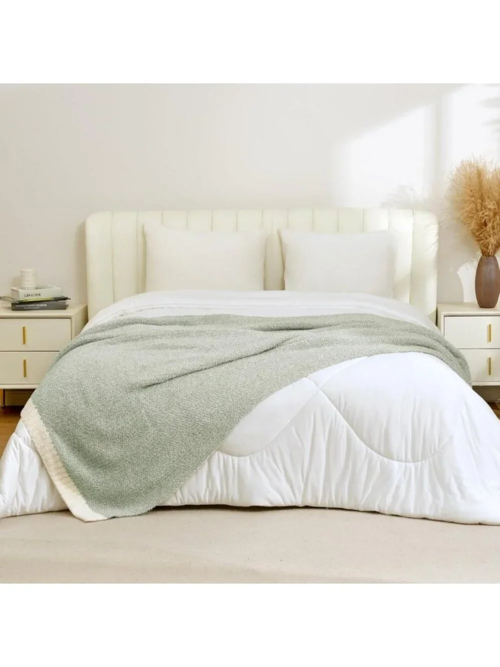 Cozy Sage Green Oversized Throw Blanket 50